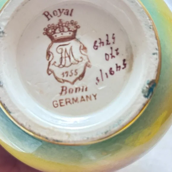 Antique Royal Bonn Hand Painted 5.5”Multi Color Flowers VaseGermany RARE!